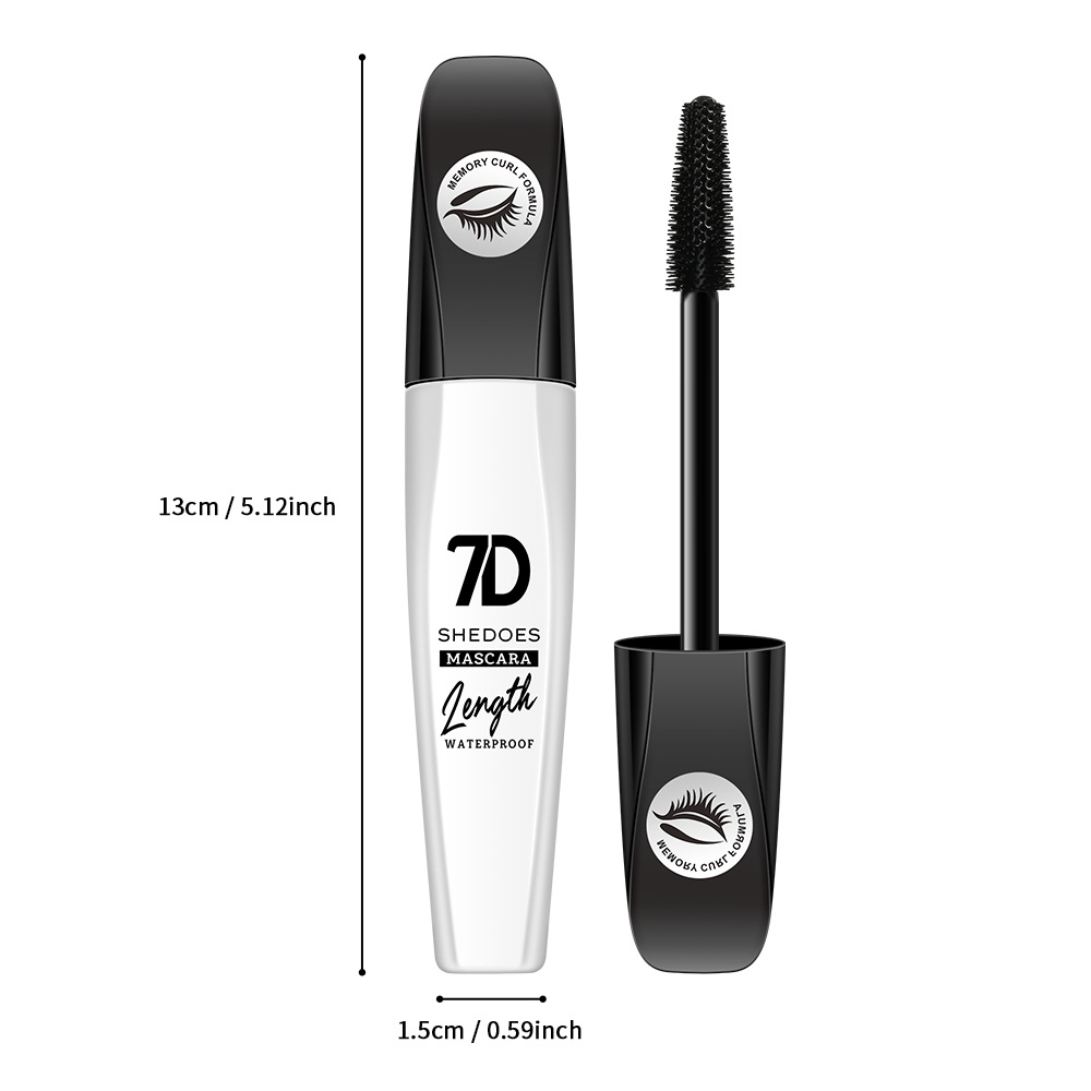 7D mascara SHEDOES transfronteriza impermeable fácil de quitar el maquillaje, sin manchas, sin quitar el maquillaje, fibra de rollo largo, mascara densa de rollo