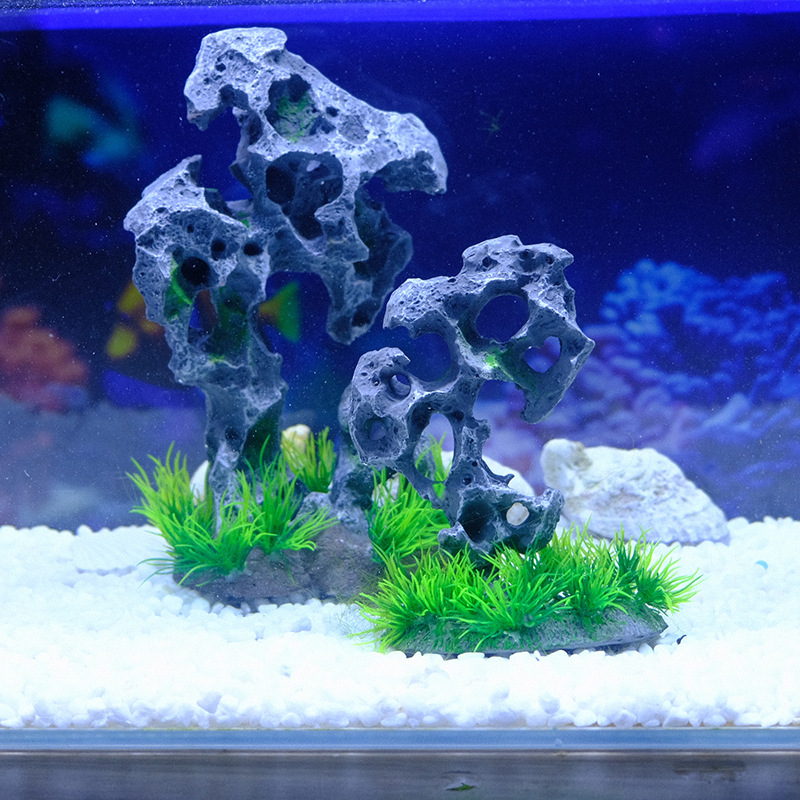 Acuario arroyo rocalla de piedra decoración evitación cueva paisajismo de pecera simulación decoración de resina de piedra