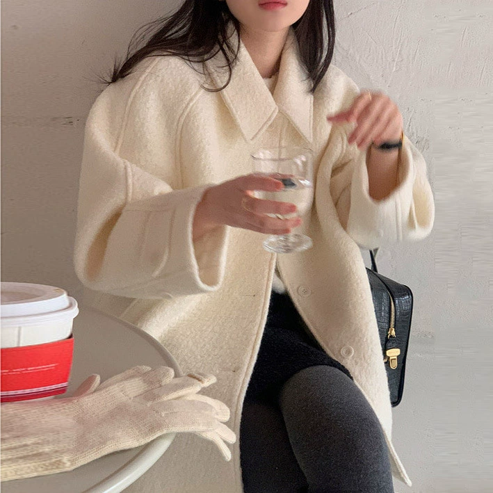 Brand retro long-sleeve, woolen coat, oversize