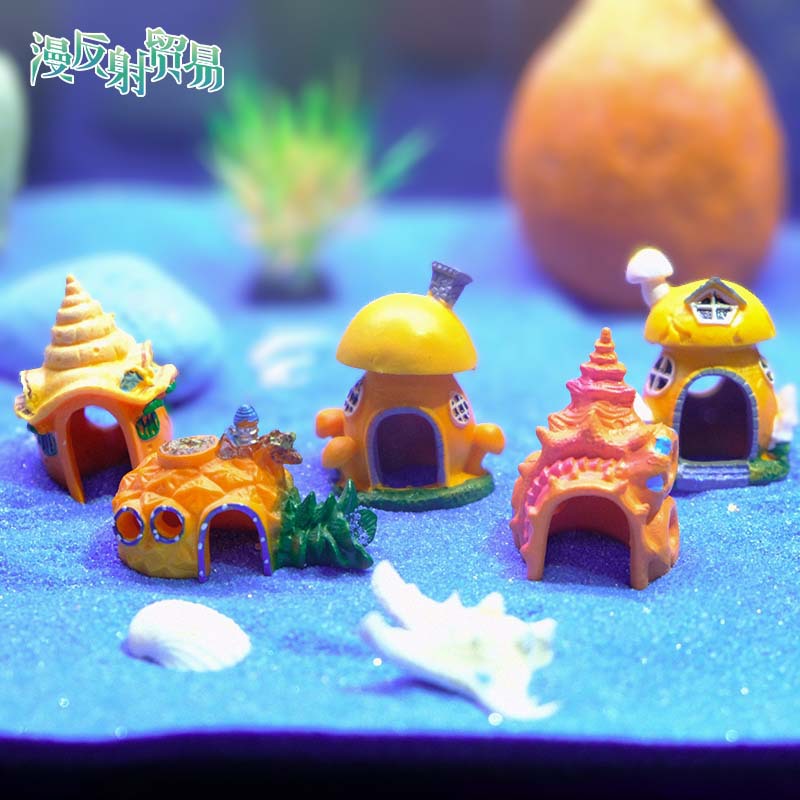 Agua, plantas, peceras, paisajismo, peces, esquivando, jarra, piña acostada al por mayor, mini casa de caracolas pequeña, casa de hongos