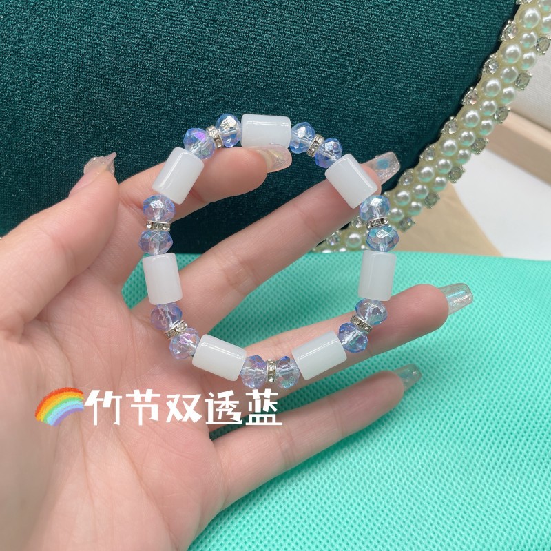 Original ecología multicolor imitación hetian jade pulsera de bambú dedo sinuoso pulsera suave placa jugando yin cubo de cuero cuentas de buda para hombres y mujeres