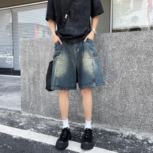 牛仔短裤男夏季高街vibe痞帅薄款水洗裤子美式复古潮牌休闲五分裤
