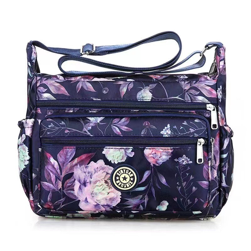 New Women's Bag Oxford Single-Shoulder Crossbody Bag Market Bag Women's Large-Capacity Casual Bag Middle-Aged and Elderly Mother's Floral Bag