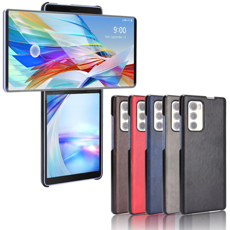 LG Wing 5G mobile phone case LGWing protective case rotating litchi pattern leather hard shell WING half package case LG Wing 5G mobile phone case LGWing protective case rotating litchi pattern leather hard shell WING half package case