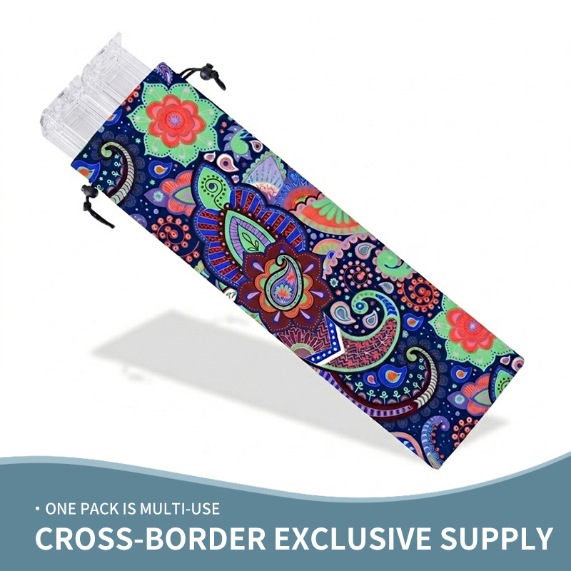 Cross-Border New Product Large-Capacity Push-And-Pull Storage Bag Portable Drawstring Bag Bohemian Paisley Cosmetic Bag Wholesale in Stock