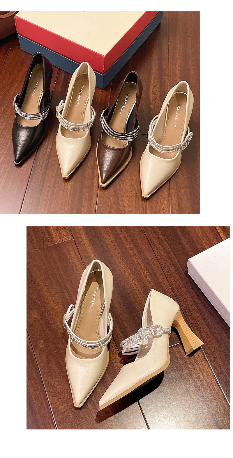 Vintage Mary Jane Shoes For Women With Rhinestones Chunky Heel_voghion.com