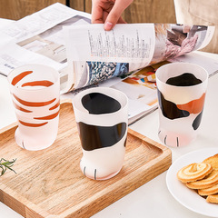 Japanese-style printed cat claw cup cartoon glass cup frosted cat paw cup heat-resistant cup personalized creative drink milk cup