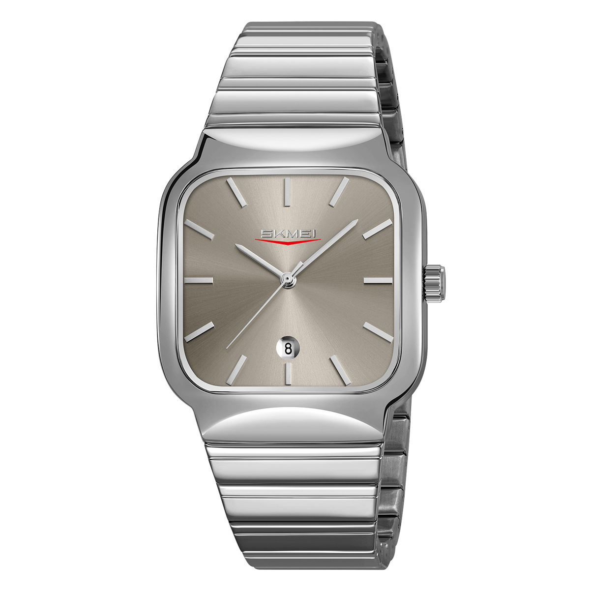 Reloj de negocios para hombres cuadrado de cuarzo correa de acero simple calendario negro relojes de hombre al por mayor en stock transfronterizo