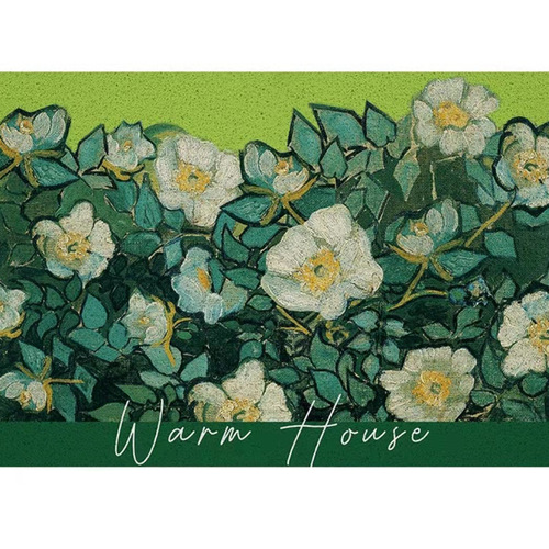 Outdoor leaf household entrance silk circle floor mat oil painting style entrance door mat cuttable carpet wholesale