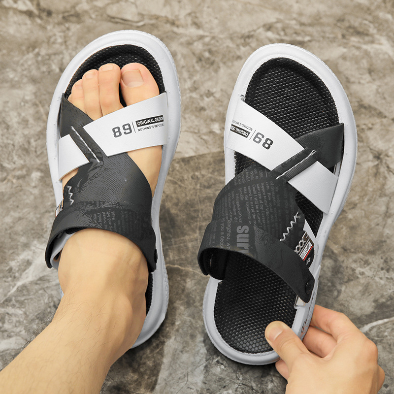 Sandalias para hombres al aire libre zapatos de playa casuales verano 2024 nuevo un pedazo de zapatillas transpirables