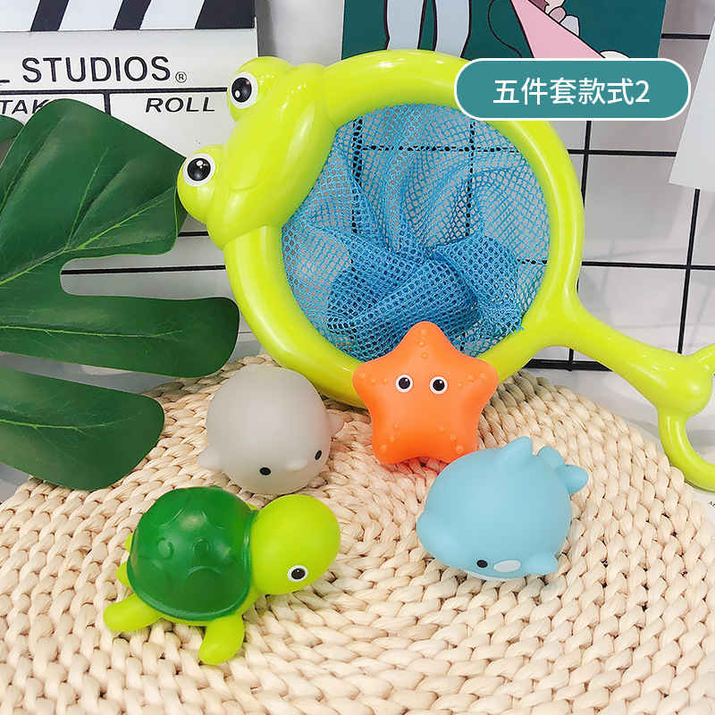 Cross-border Water Luminous Animal Floating Lamp Light Net Fishing Fish Play Water Toy Children Baby Bath Bathroom Toy