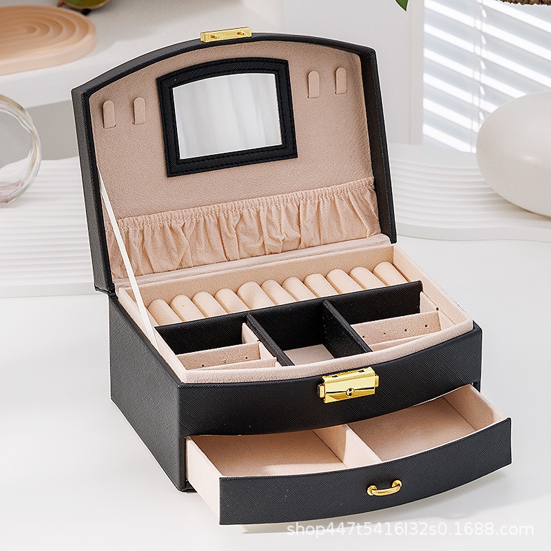 Joyas de viaje joyero pequeño portátil nuevo anillo pendientes caja de almacenamiento de gama alta exquisito anti-oxidación oro image 7