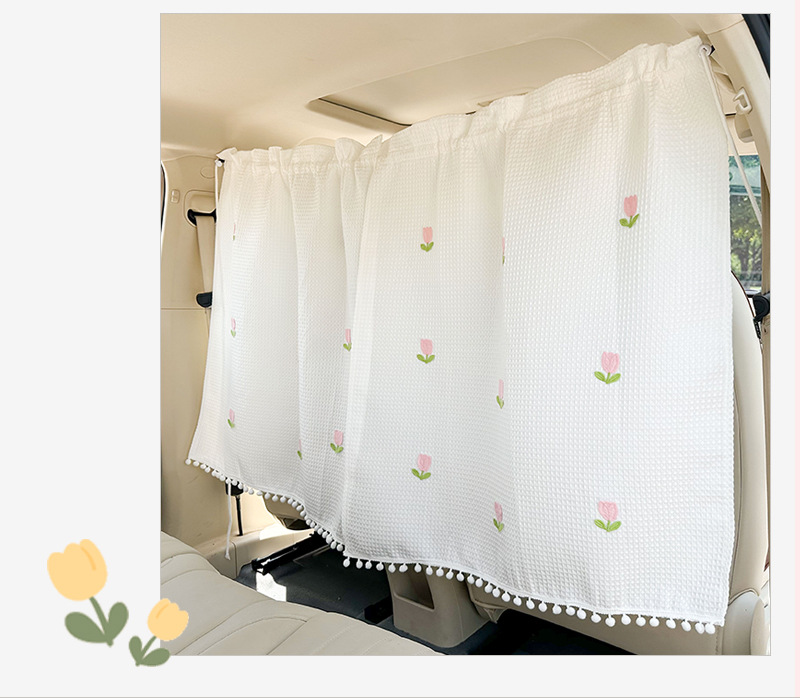 Blue Rain Car Barrier Curtain Large Waffle Car Rear Barrier Curtain Car Blackout Privacy Curtain Car Heat Insulation Sunshade Curtain