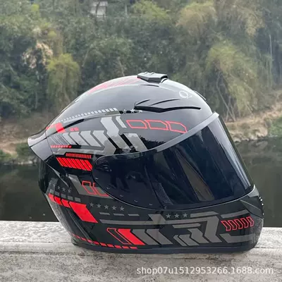 Motosiklet kaskı (dəbilqə) — Electric Vehicle Helmet, Motorcycle - red-pulse-with-black-mirror-headphone-slot-universal-for-all-seasons-s-head-circumference-52-53-weight-45kg-or-less