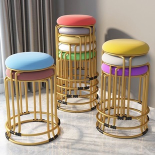 Light Luxury Stool for Home Use, Stackable Round Stool, Modern Minimalist Internet-Famous Dining Table Chair, Living Room Small Low Stool, Nordic-Style Bench