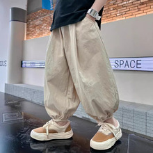 2024春夏季新款男童大码宽松休闲裤潮流九分直筒休闲束脚灯笼裤