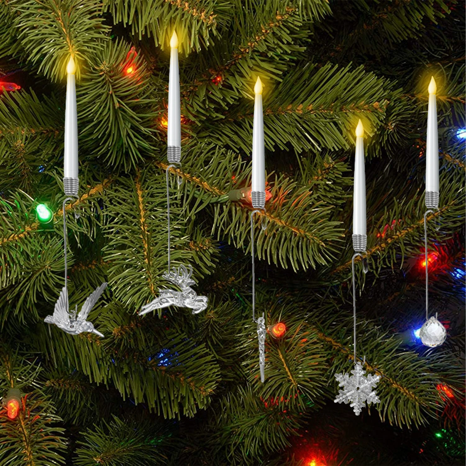 Новогодняя светодиодная свеча для украшения интерьера, подвесная свеча для елки, атмосферная подсветка для декора