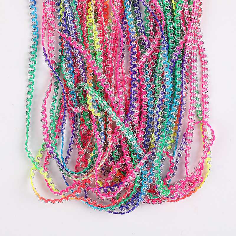 Encaje de onda de 5mm de tipo estadounidense hecho a mano DIY cinta decorativa pequeña curva fina de oro plata accesorios de ropa de encaje