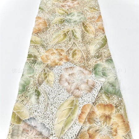 Francés Gaoding lujo ligero pequeño vestido de boda fresco cena vestido de moda tela de flores bordado image 3