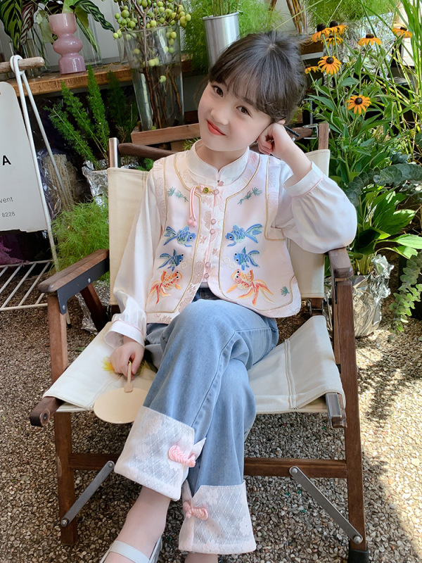 女童春装套装2025新款儿童汉服新中式国风三件套春秋季小女孩洋气|undefined