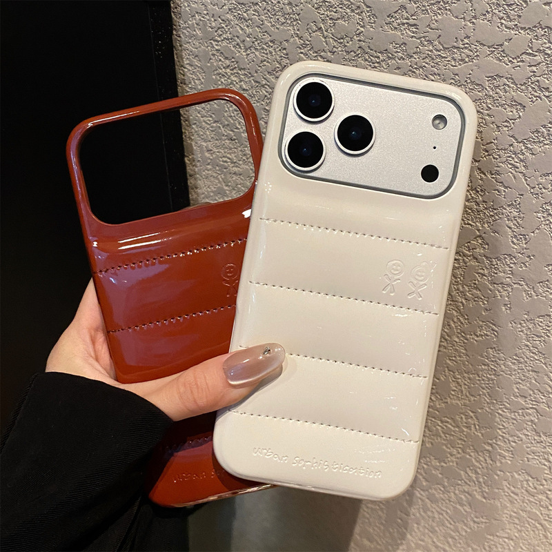 Solid Color Soap Leather down Jacket Style Phone Case Suitable for Apple 17 Pro Max, 16 Pro Max, Zhang Junhao's Same Model, 15 Pro