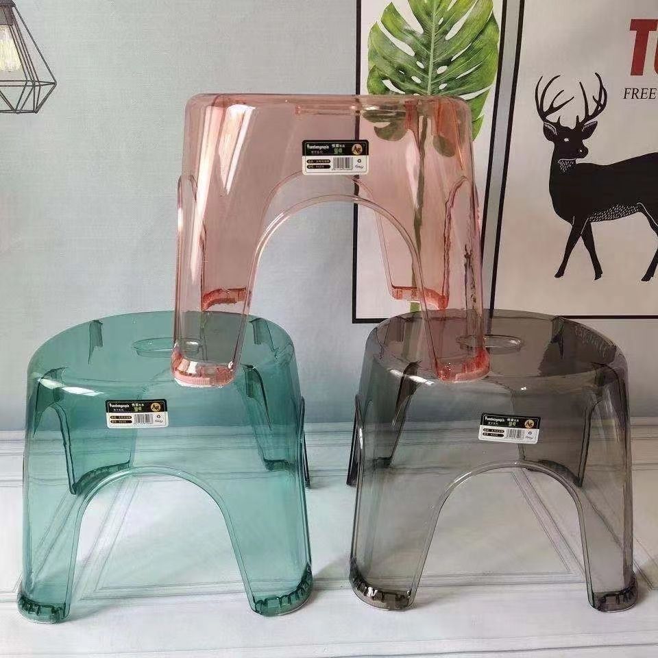 Taburetes transparentes taburetes pequeños taburetes de oficina en el hogar para pisar taburetes antideslizantes taburetes de baño de cambio de zapatos Zhigao Round