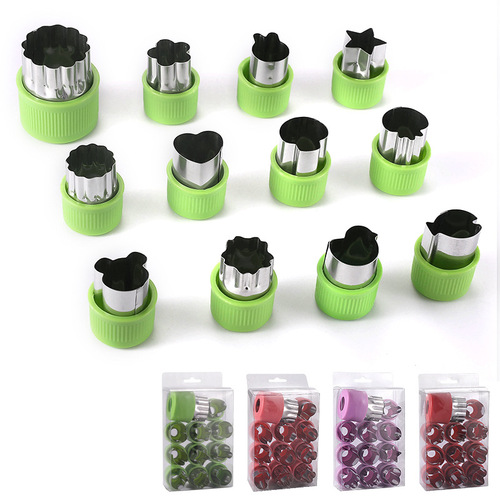 Stainless steel 12-piece set with full hand protection biscuit mold butterfly noodle household vegetable animal cartoon fruit flower cutter
