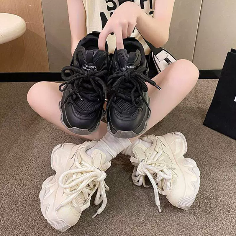 爆款老爹鞋增高新款高跟百搭小个子显高厚底松糕运动鞋女一件代发