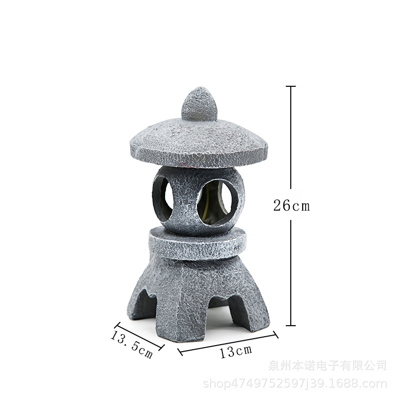 屋外石塔宮灯庭灯置物寺院禅意園林樹脂装飾置物太陽光石塔灯