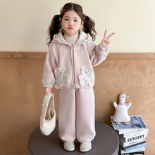 女童秋装套装两件套2025新款春秋季儿童小女孩网红连帽开衫衣服潮