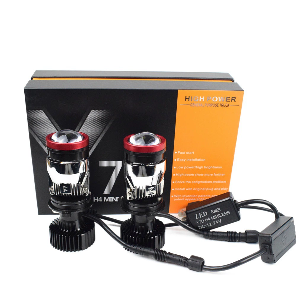 Y7D Объектив светодиодные фонари H4 рыбий глаз y7s трехцветный мотоцикл мини двойной свет y6d дальние и близкие интегрированные фары h4