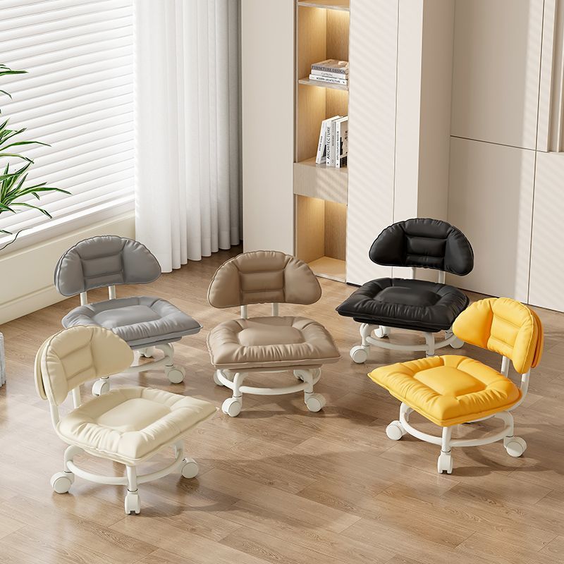 Small Stool with Swivel Wheels, Toddler Stool with Casters, Low Stool for Home Use, Lazy Roller Skating Chair with Beautiful Seams and Backrest, Internet-Famous Bench