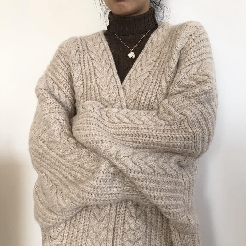 慵懒风复古毛衣外套女秋冬季新款麻花中长款长袖针织开衫上衣2025|undefined