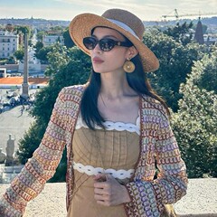 钟楚欣同款~法式复古老钱风平顶草帽女夏季度假风防晒遮阳帽礼帽