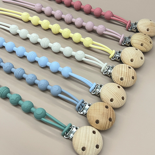 Cross-border baby integrated pacifier chain Food grade silicone soothing teether pacifier chain Children's teether anti-drop chain