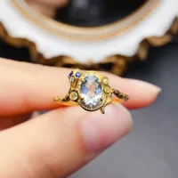 Новый натуральный морской синий сокровище кольцо S925 Серебряный инкрустированный основной камень 5*7 мм