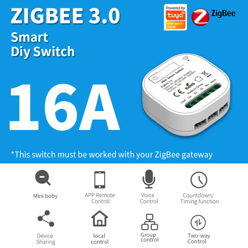Tuya zigbee 3.0 switch wireless relay 16A hidden App timing Alexa voice control