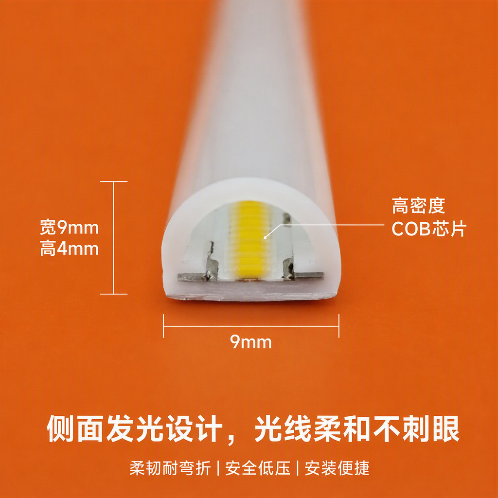 COB ışık şeridi 220V su geçirmez silikon neon tak-çalıştır ışık şeridi, yüksek renk oluşturma indeksiyle, transformatör gerektirmez.