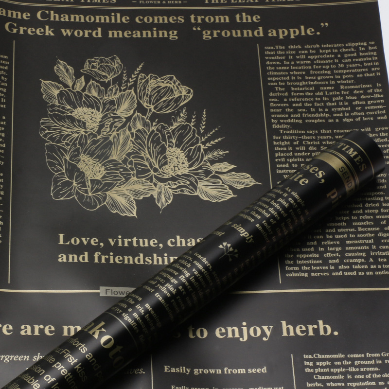 Huaxi Herbal Plant Papel de embalaje de flores Impresión en inglés Paquete de regalo mate impermeable Papel de flores Florería Materiales de ramo