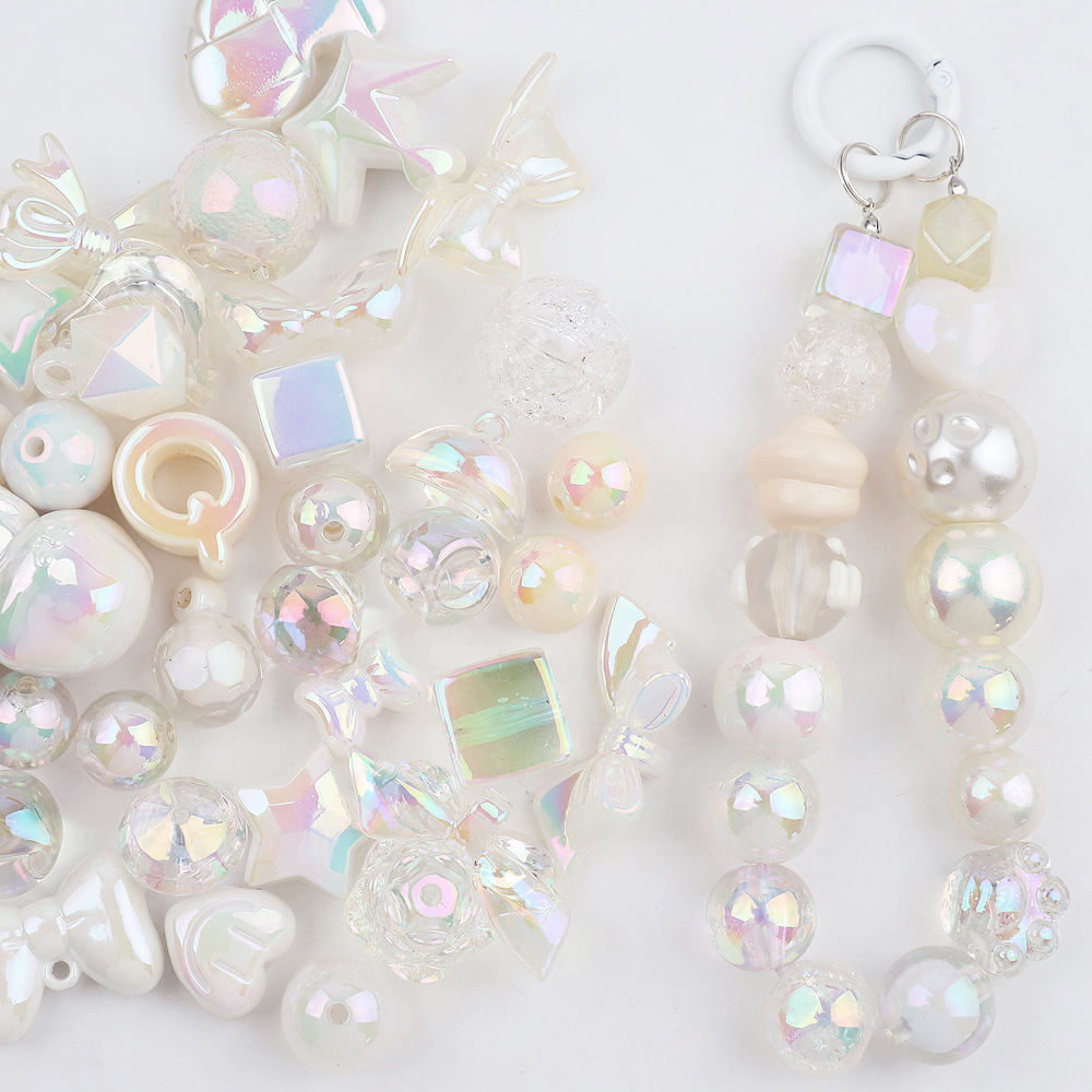 電気メッキUVカラー高光沢異形人魚姫穴あきビーズ手作りDIYネックレス携帯ストラップ材料パックアクセサリー