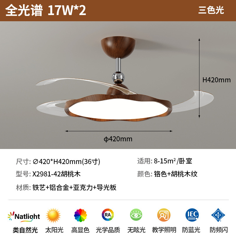 北欧隐形超薄风扇灯客厅吸顶灯餐厅卧室现代简约大气全光谱护眼灯|undefined