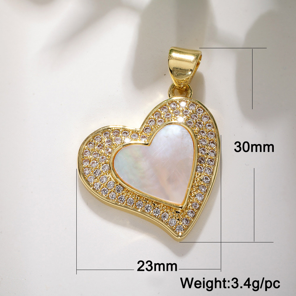 Heart Shape Pattern 1 Piece 15 * 20mm Copper Zircon Heart Shape Pendant