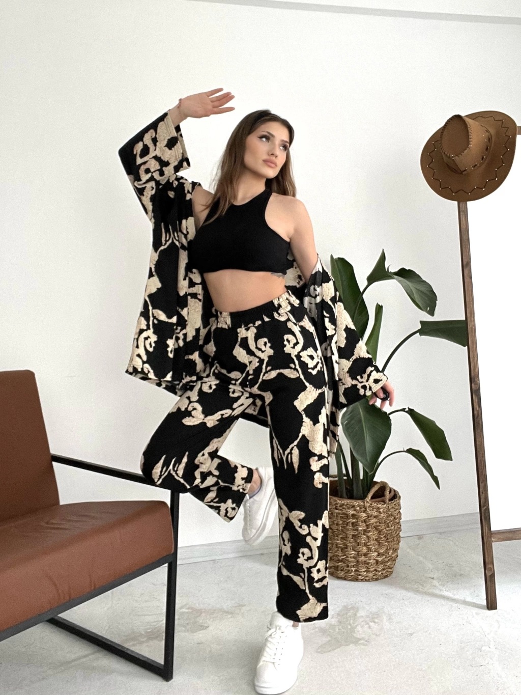 Women's Simple Style Printing Polyester Printing Pants Sets display picture 1