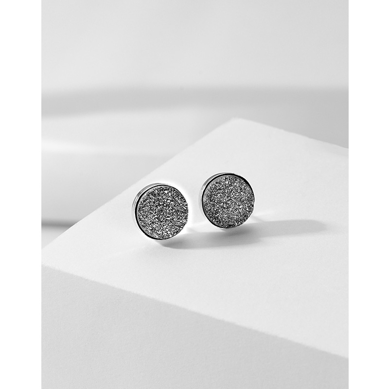 S925 pendientes redondos de plata esterlina de los hombres de moda personalizada nicho de alto grado pendientes de racimo de cristal pendientes de los hombres negros de las mujeres