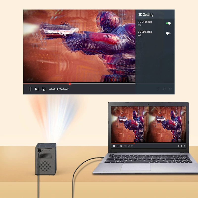 Портативный DLP проектор P18, Android, 4K UHD, поддержка 3D и коррекции трапецеидальных искажений
