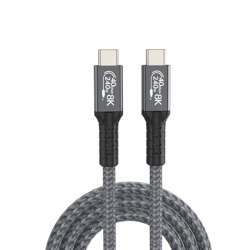 Cable de datos USB4 TypeC de doble cabezal compatible con Phone15Pro Thunderbolt 40G carga rápida cable de proyección de pantalla 8K PD240W