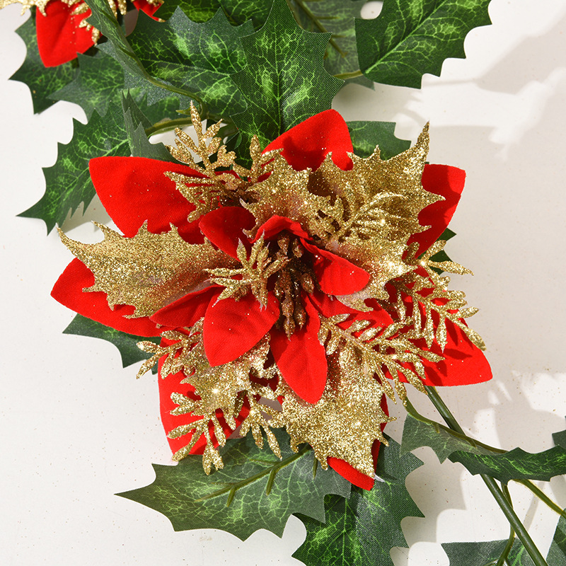 圣诞果藤条 亚马逊人造假花红浆果塑料花藤 圣诞节日布置装饰