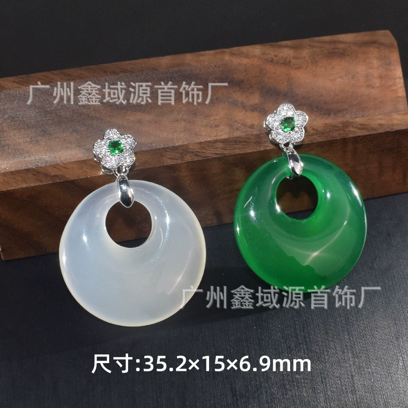 Натуральное халцедонное ожерелье капли воды безопасная пряжка подвеска высокого качества зеленый агат ретро текстура ключицы цепи фабрики оптом