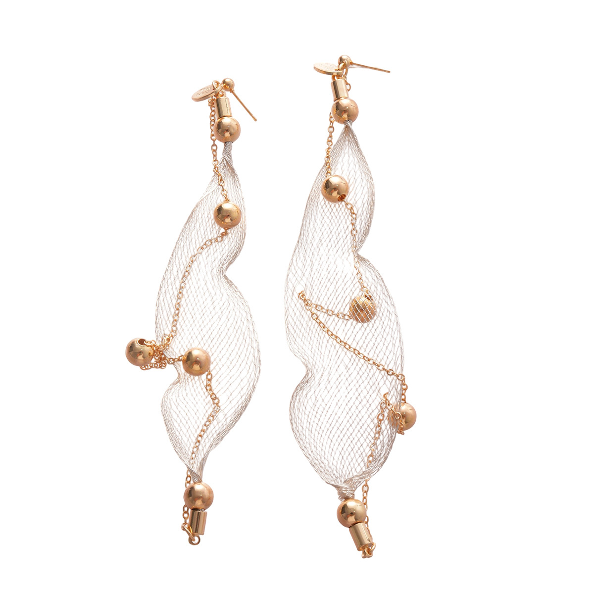 Aguja de plata gota de malla de perla pendientes de bordilla estilo femenino pendientes personalidad exagerada nicho de alta calidad image 6