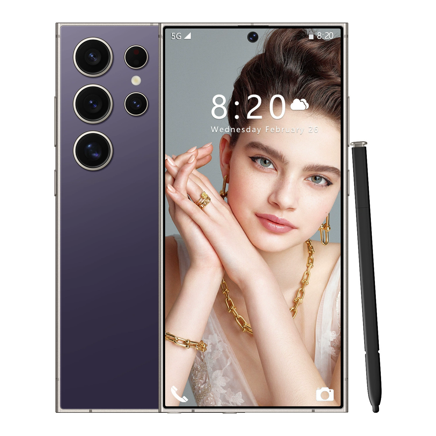 Смартфон S24 Ultra, 7.3-дюймовый экран с вырезом, 16 ГБ + 1 ТБ, быстрая зарядка, Android